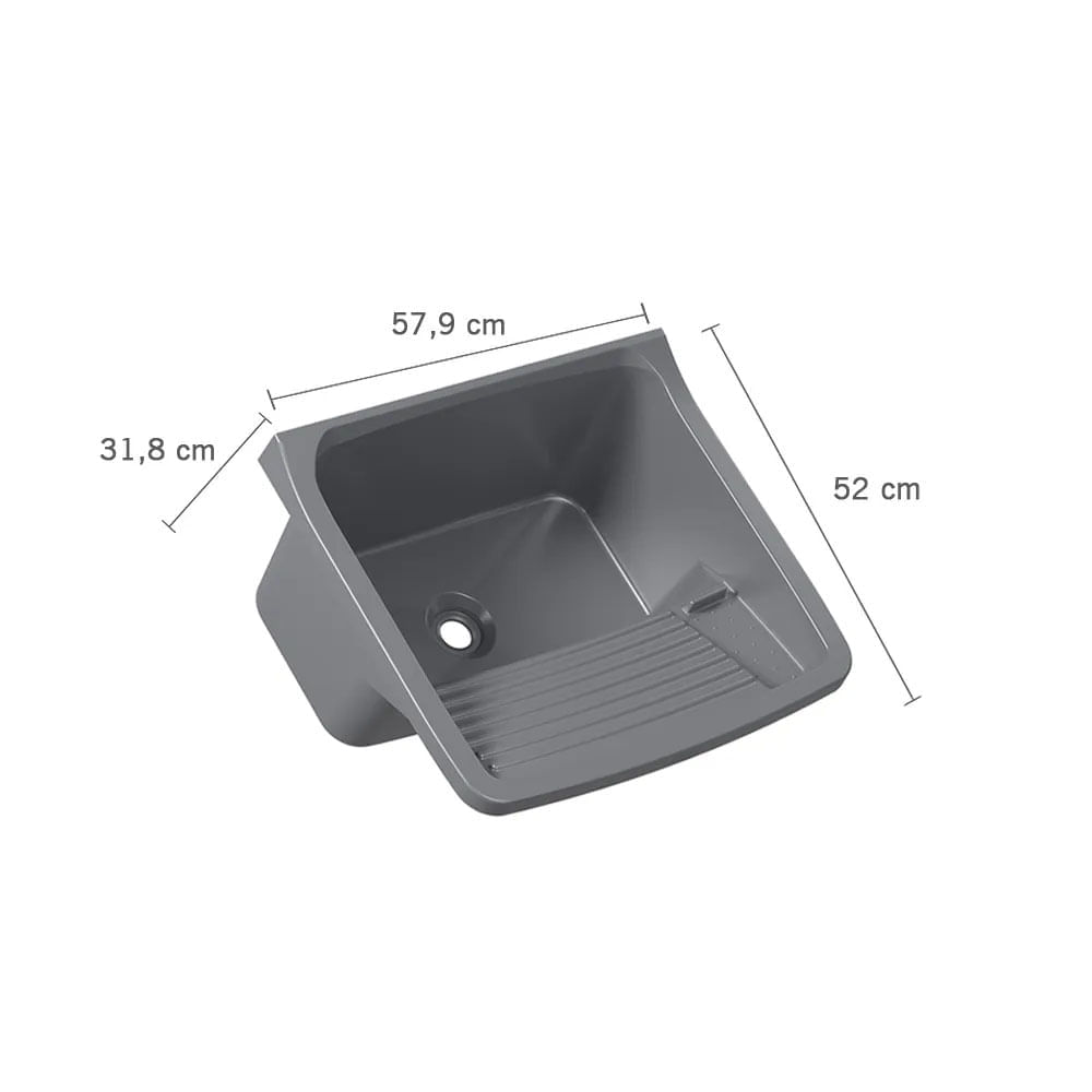 Tanque Plástico Prata  58x52x32cm Para 50l - Astra